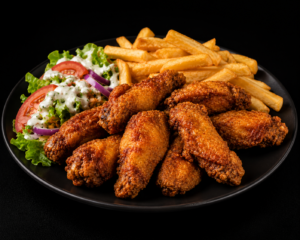 Menú alitas de pollo rebozadas